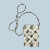 Sac à bandoulière pour téléphone portable fait à la main avec perles de couleur contrastée et petites perles fraîches